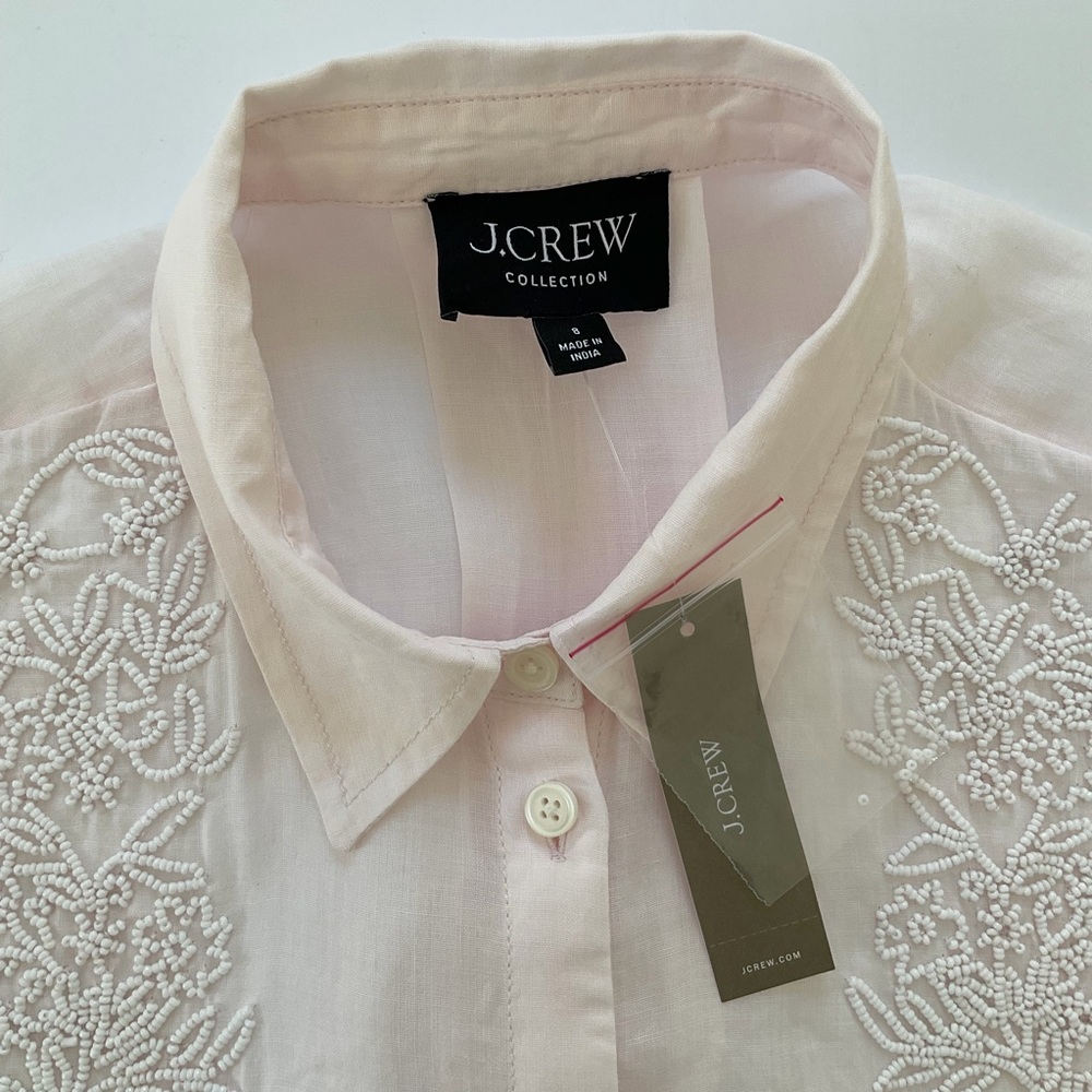 J. Crew Collection Beaded Button-up Shirt in Ramie NWT - Picture 8 of 8